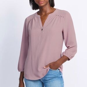 Fortune + Ivy Cindy Button Detail Blouse